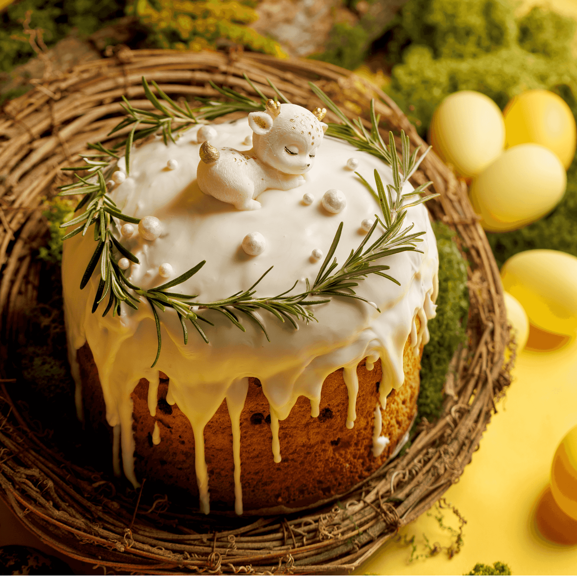 Traditional Easter bread with chocolate and Nutella
